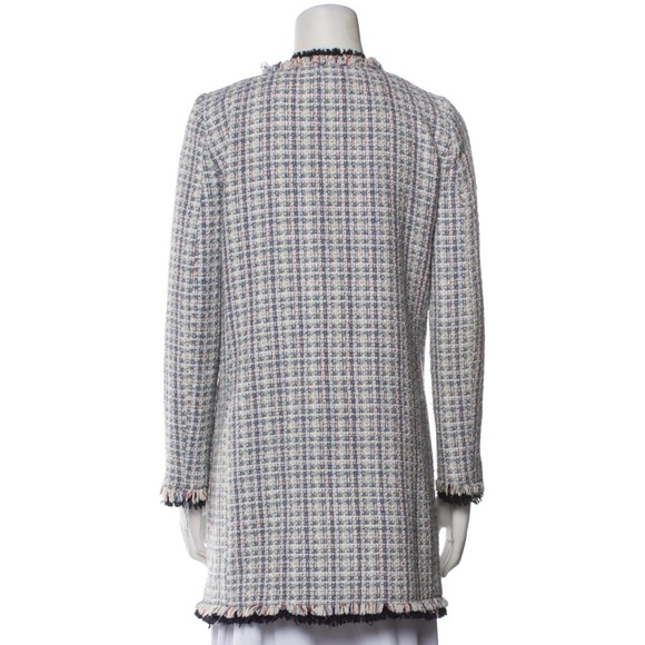 PINKO Made in Italy Long Tweed Jacket Blue & White - Picture 3 of 16